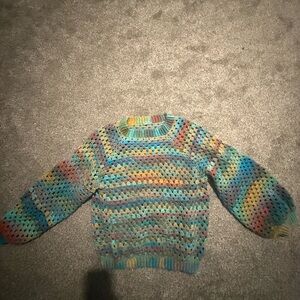 Handmade custom summer festival Multicoloured crochet sweater with a boho vibe